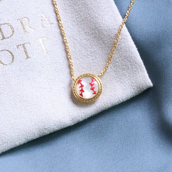 Kendra Scott Baseball Gold Necklace - Ivory Mother Pearl - Picture 2 of 2